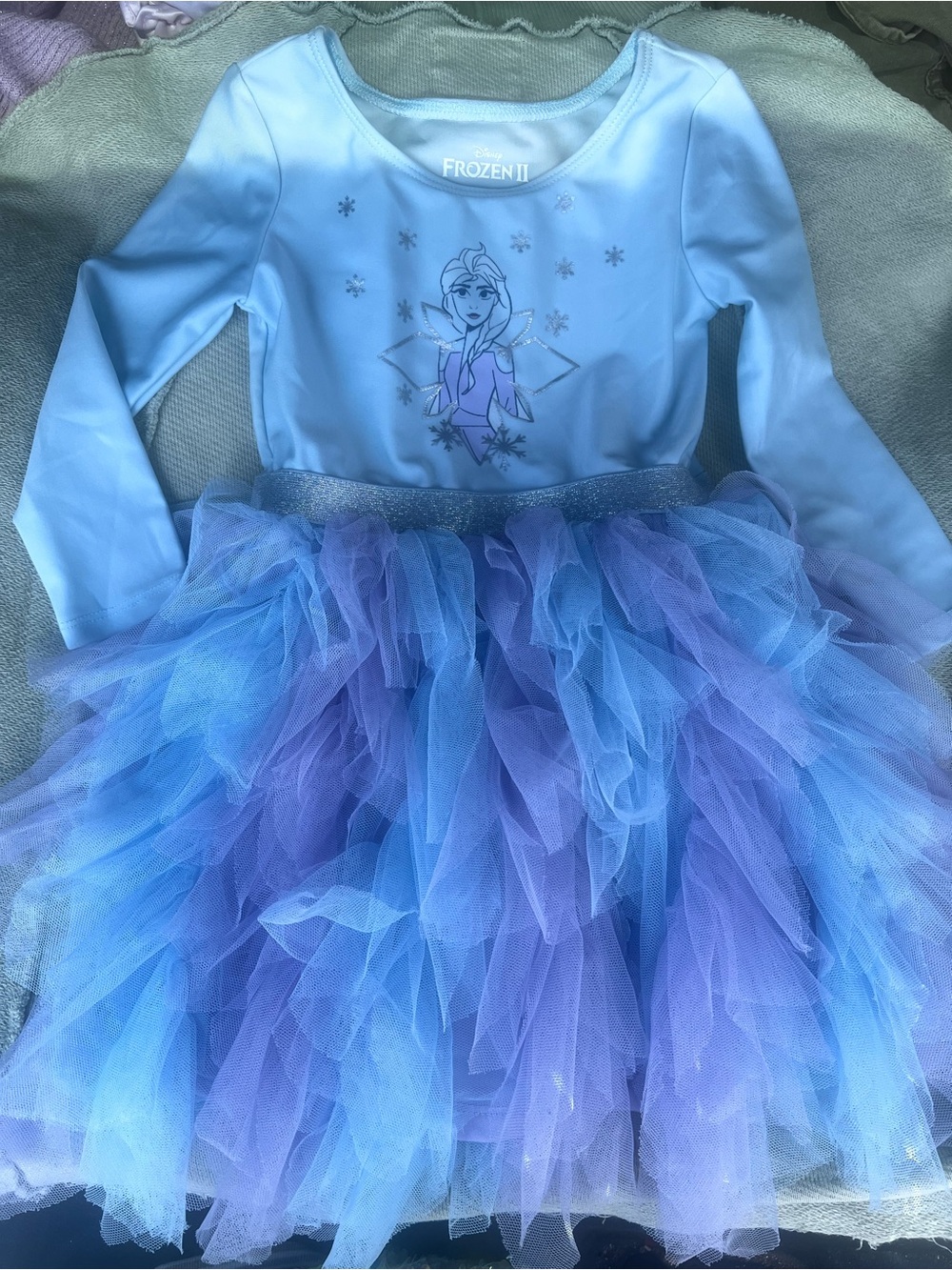 Disney Frozen II Elsa Blue & Purple Tulle Kids Costume Dress leotard